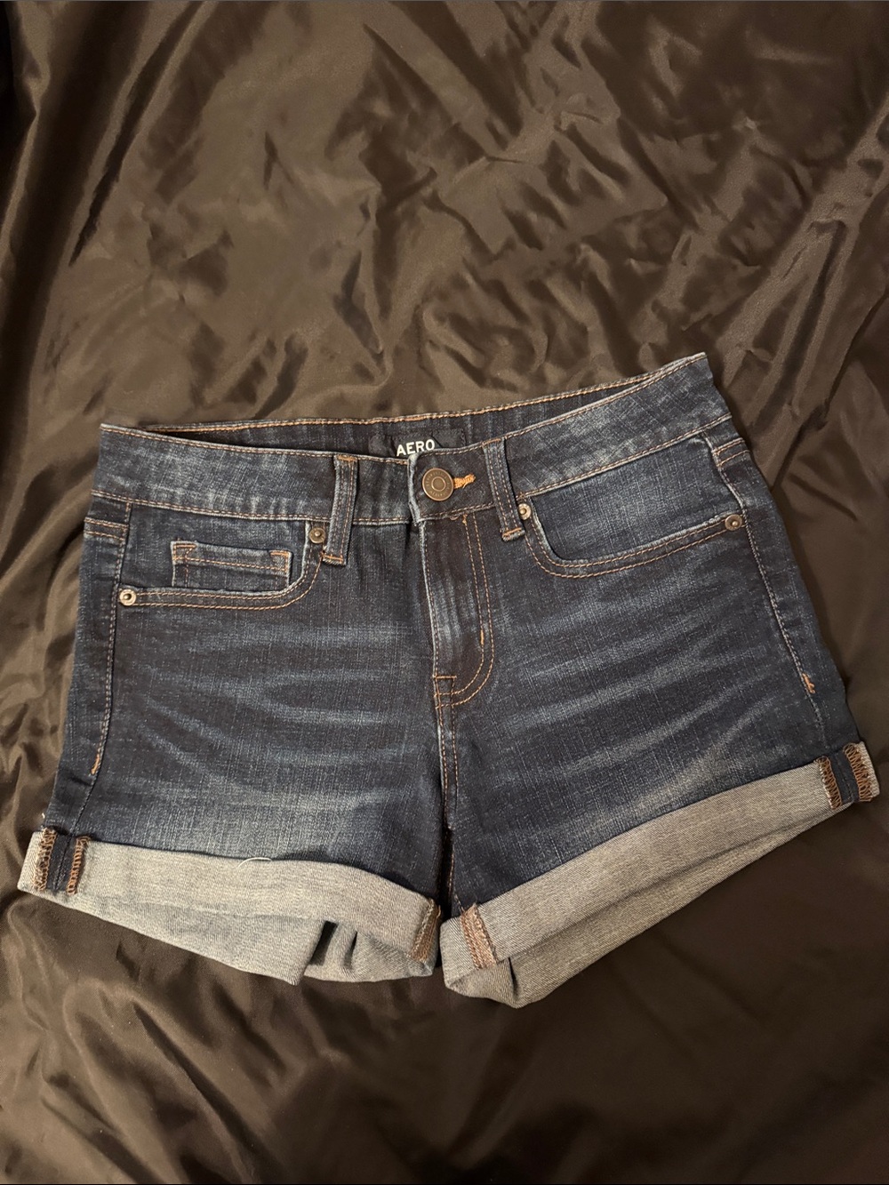 Aeropostale Dark Blue Cuffed Denim Shorts
